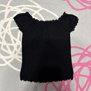 Forever 21 Black Off the Shoulder Lettuce Edge Top